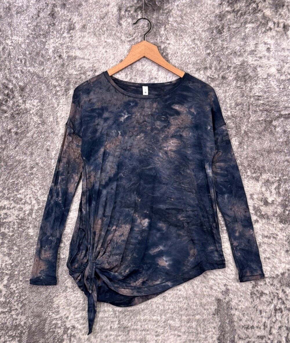 Lululemon Top 4 Womens Spray Dye Lunar Rock Navy Blue Long Sleeve Shirt